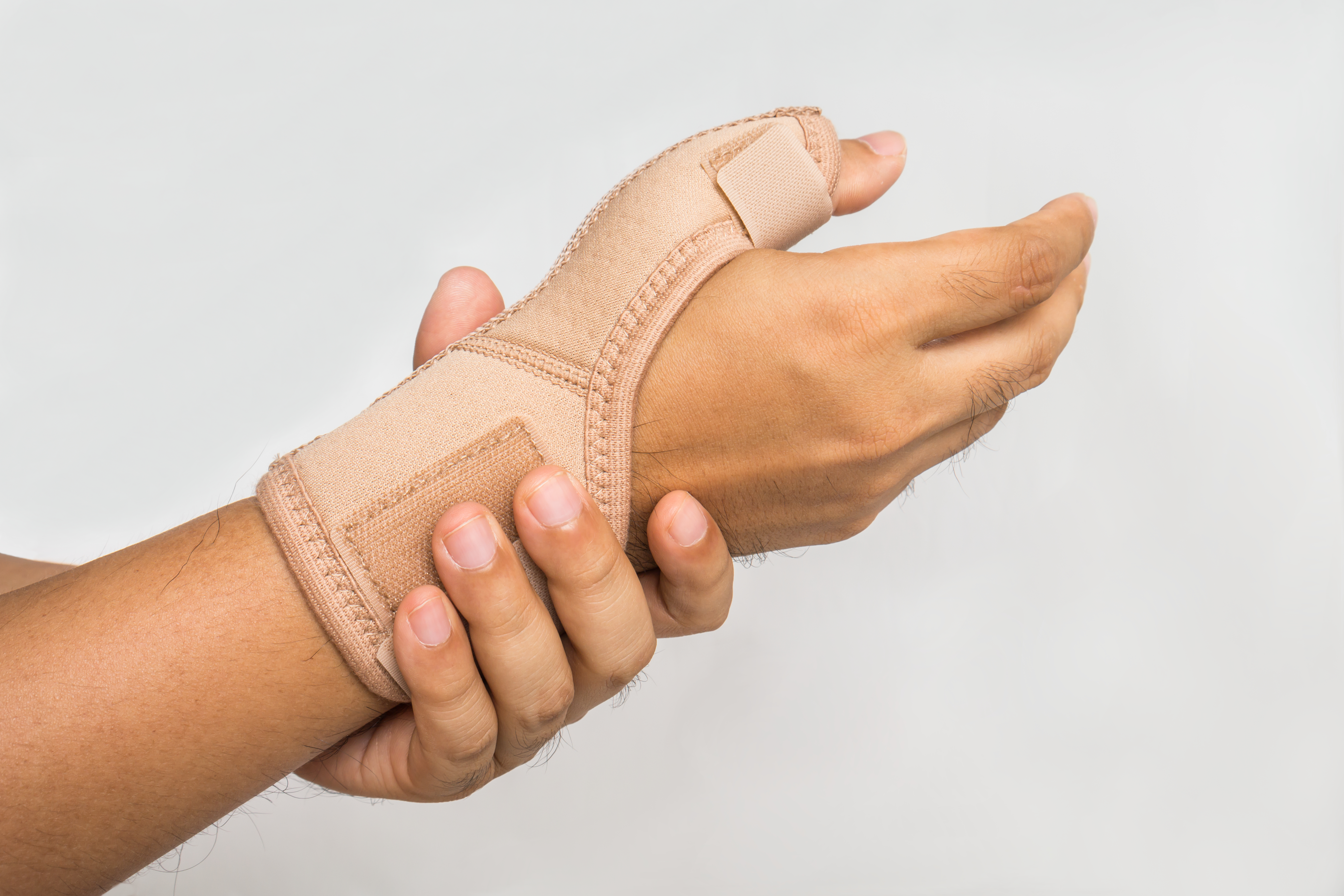 Injury hand with wrist supporter